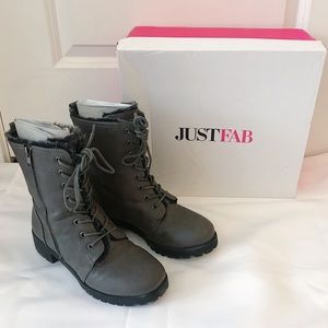 JustFab grey laced up boots